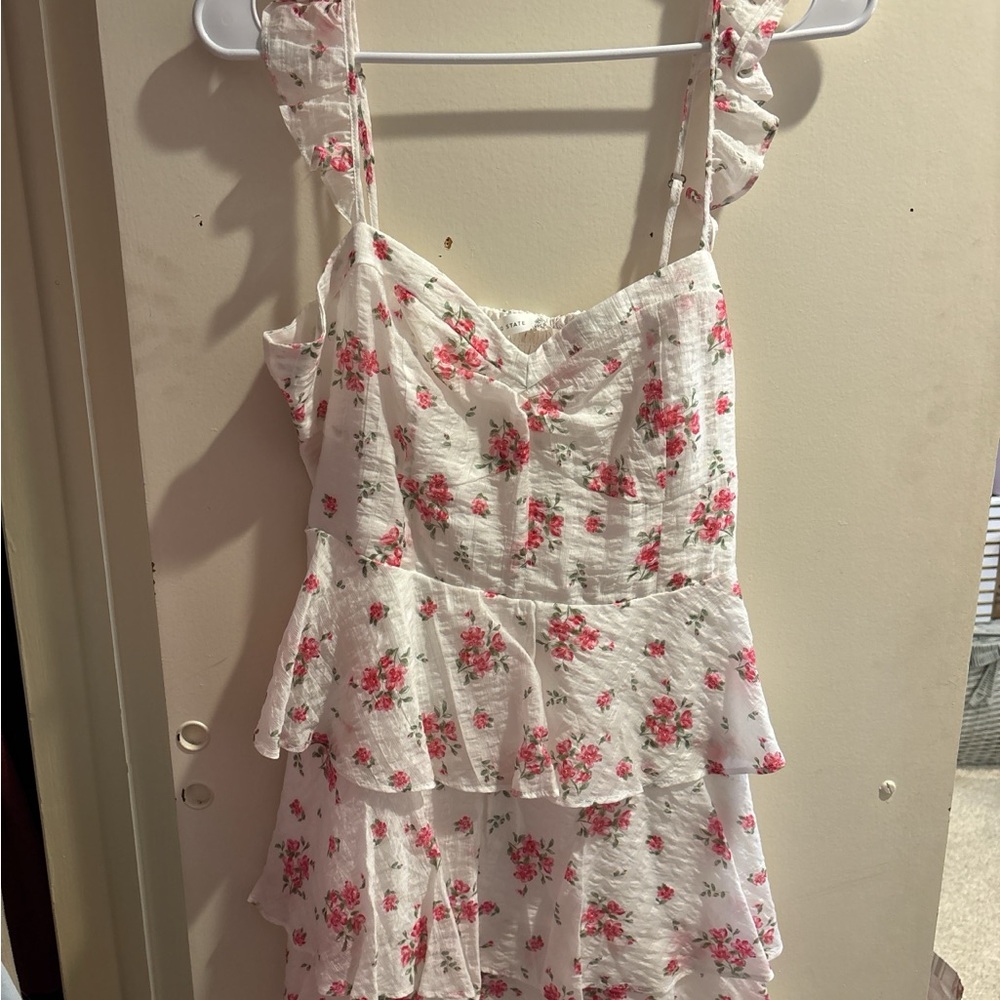 Altar'd State Pink Floral Ruffle Blouse